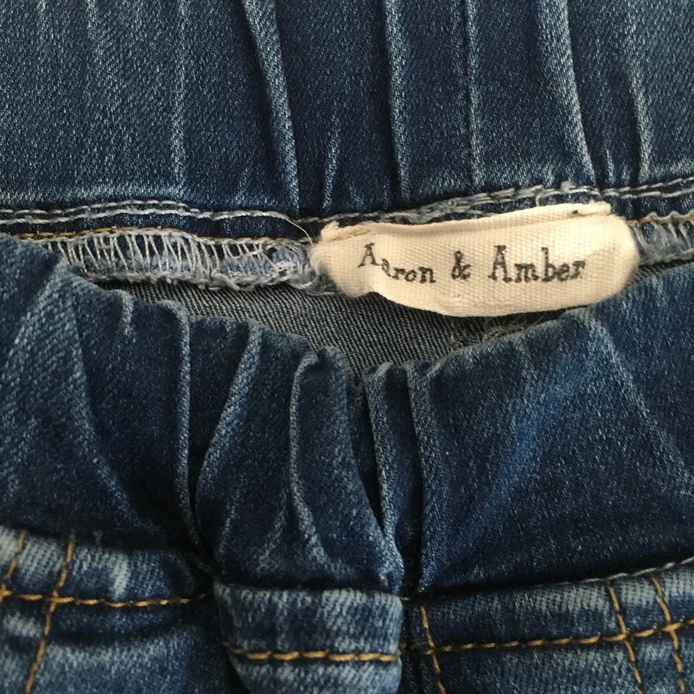 Aaron & Amber Women Jean Pants Size M Cotton Blend Elastic Waist Pull On Pockets - Picture 6 of 11